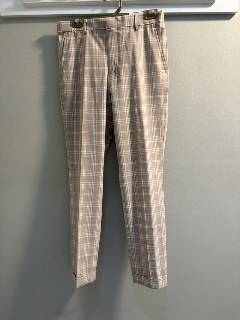 H&M Beige Plaid Slim Dress Pants